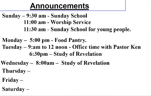 image of Announcements 101225